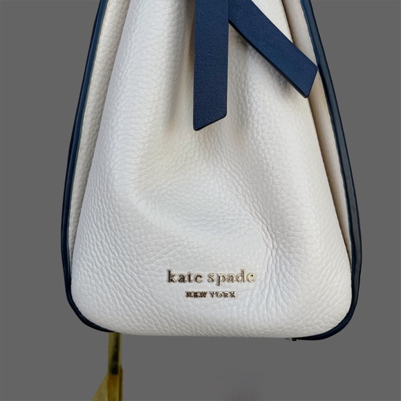 KATE SPADE Red White & Blue Pink Woven Leather Knott Crossbody Satchel Bag - Picture 13 of 17